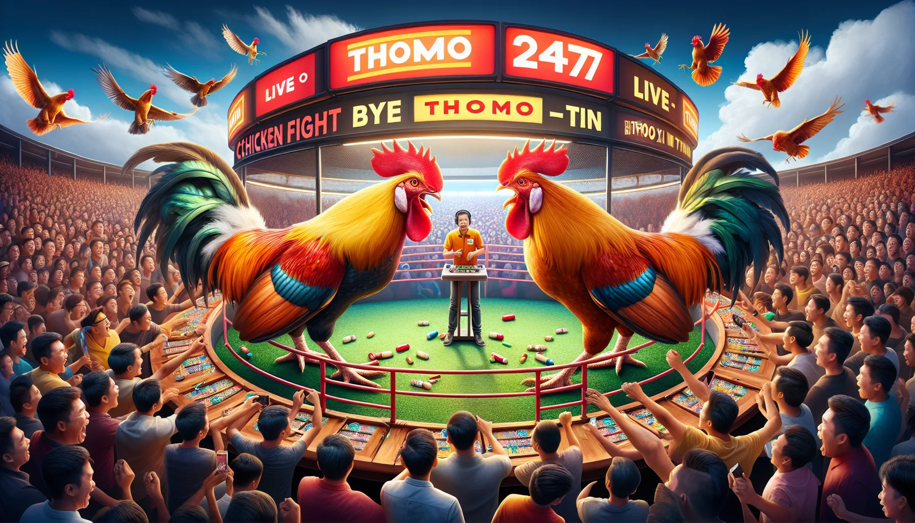 Hình minh họa cho chủ đề đá gà Thomo của Bảo Xì Tin và việc kiểm tra nguồn phát trực tiếp